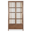 Bowery Hill Glass Door Display Cabinet in Medium Wood Finish
