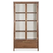 Bowery Hill Glass Door Display Cabinet in Medium Wood Finish