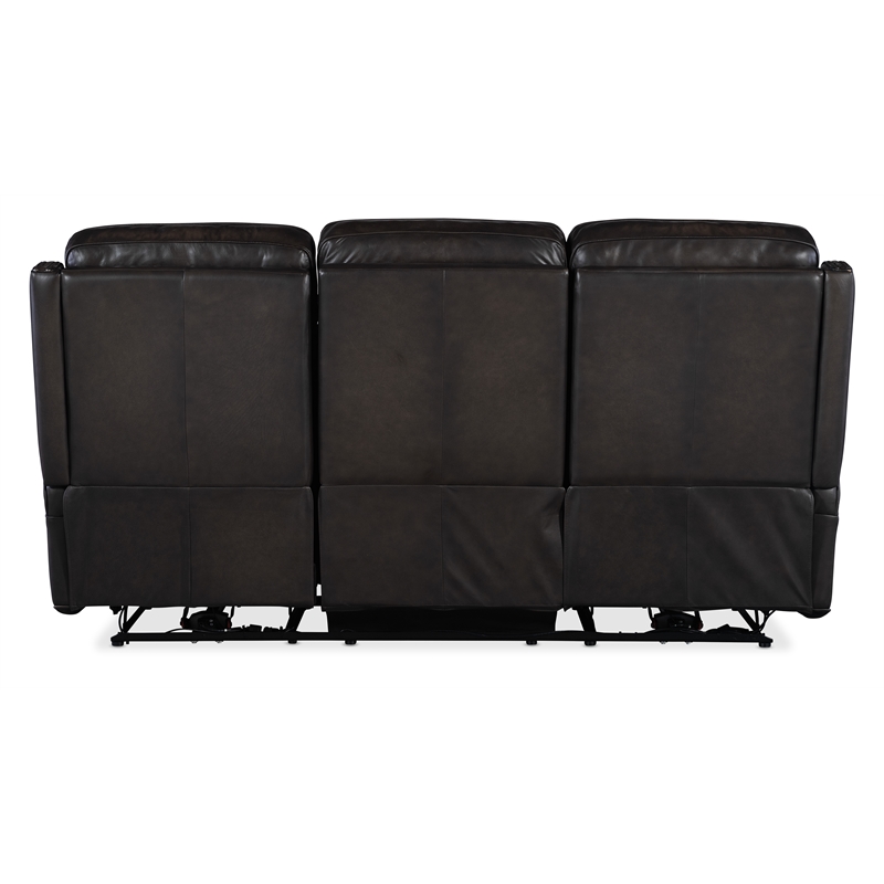 Bowery Hill Hamilton Power Recline Sofa in Gray Leather with USB Port
