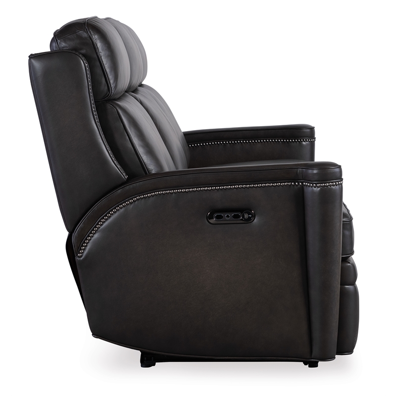 Bowery Hill Hamilton Power Recline Sofa in Gray Leather with USB Port