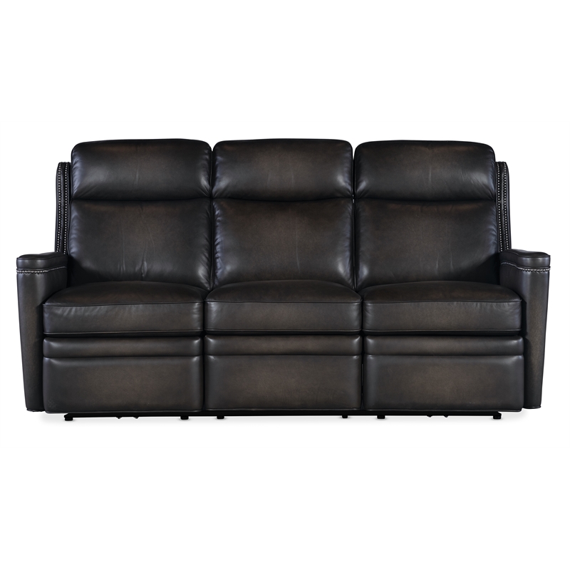 Bowery Hill Hamilton Power Recline Sofa in Gray Leather with USB Port