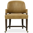 Bowery Hill Archives Barrel Back Game Chair in Brown Leather with Casters