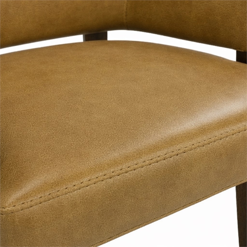 Bowery Hill Archives Barrel Back Game Chair in Brown Leather with Casters