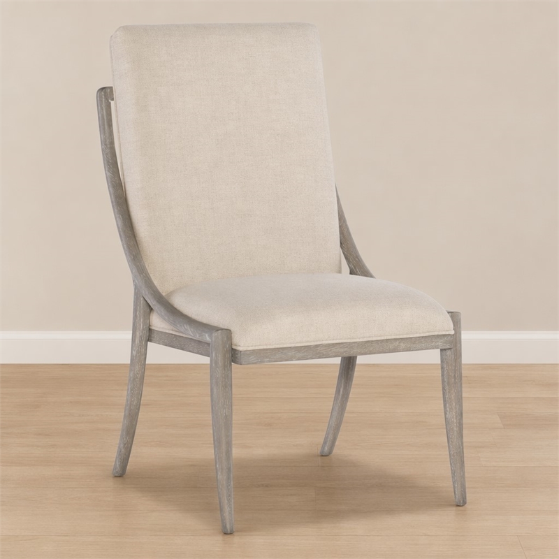 Bowery Hill Affinity Slope Side Chair in Kurtz Linen and Greige Oak Frame