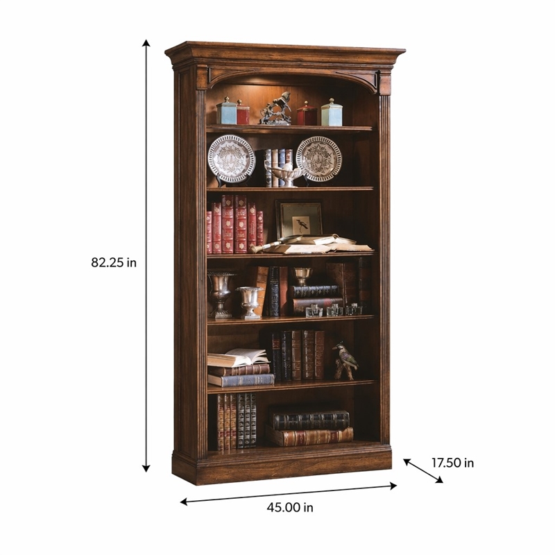 Bowery Hill Open Bookcase in Medium Cherry Hardwood with Adjustable Shelves