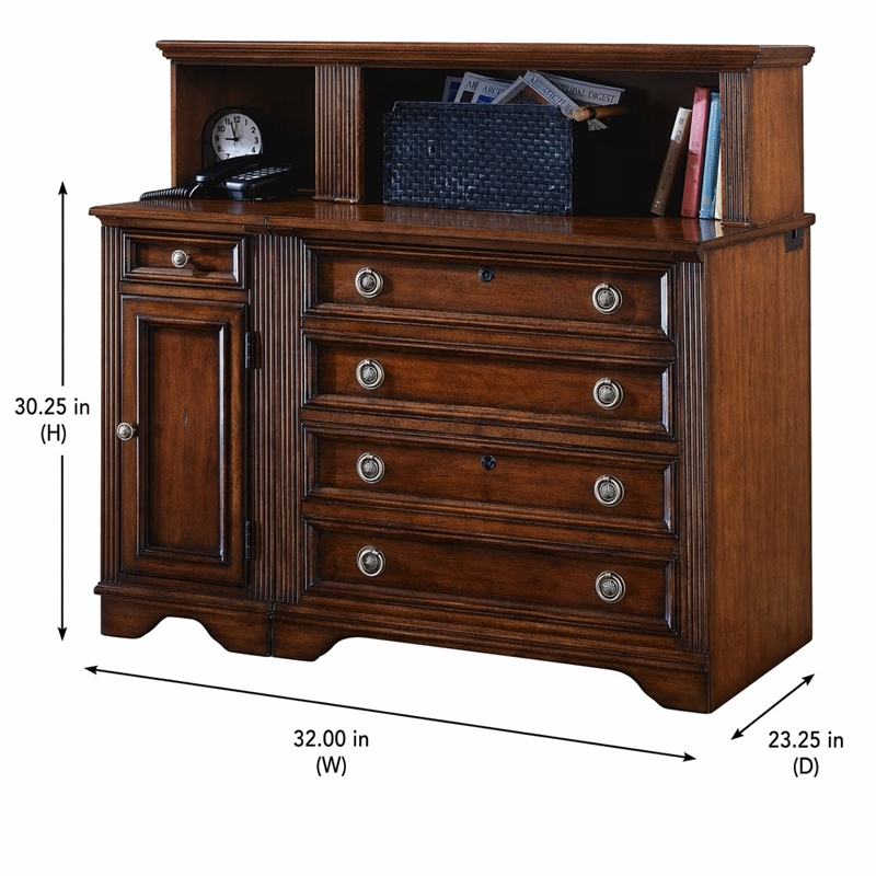 Bowery Hill Wooden Lateral File Cabinet with Locks in Medium Cherry