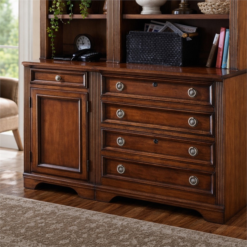 Bowery Hill Wooden Lateral File Cabinet with Locks in Medium Cherry