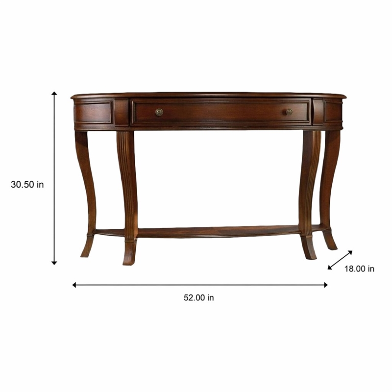 Bowery Hill Wooden Sofa Table with Drawer and Shelf in Cherry Finish
