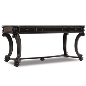 Bowery Hill 66&quot Writing Desk in Chocolate Finish with Vintage Design