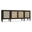 Bowery Hill Four-Door Mirrored Console in Ebony with Gold Accents