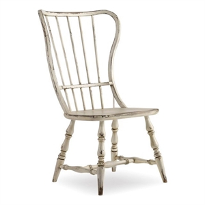 Bowery Hill Spindle Dining Side Chair in Distressed White Finish
