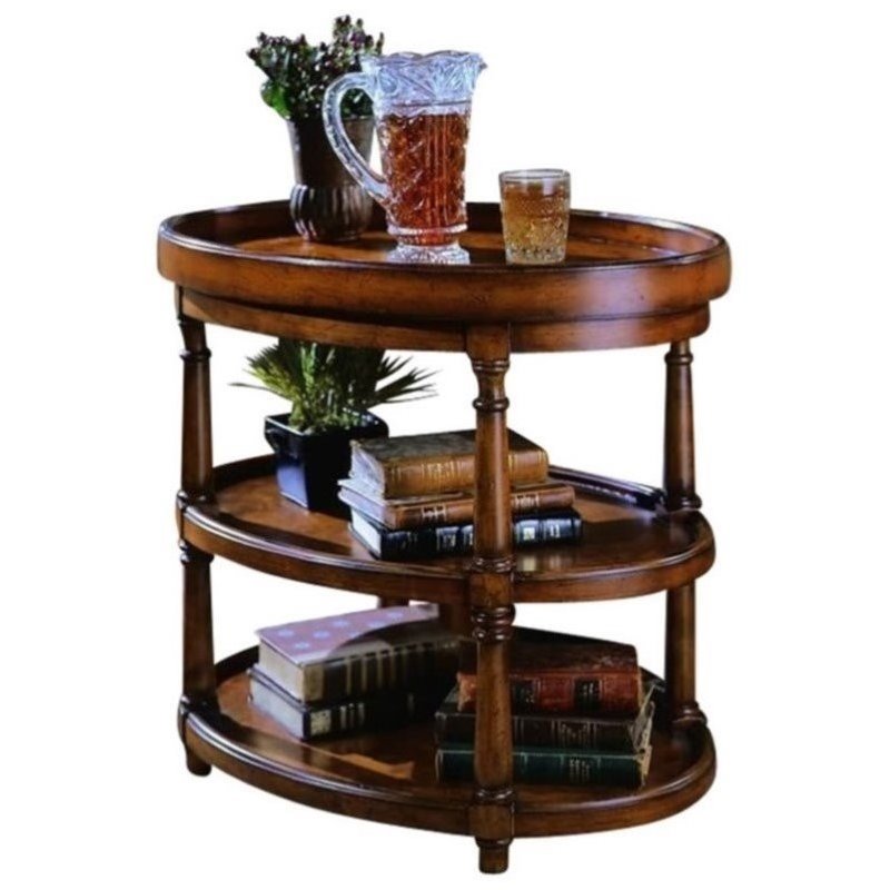Bowery Hill Two Tier Oval Accent Table with Wood Construction