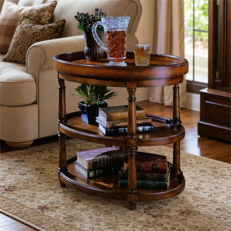 Bowery Hill Two Tier Oval Accent Table with Wood Construction