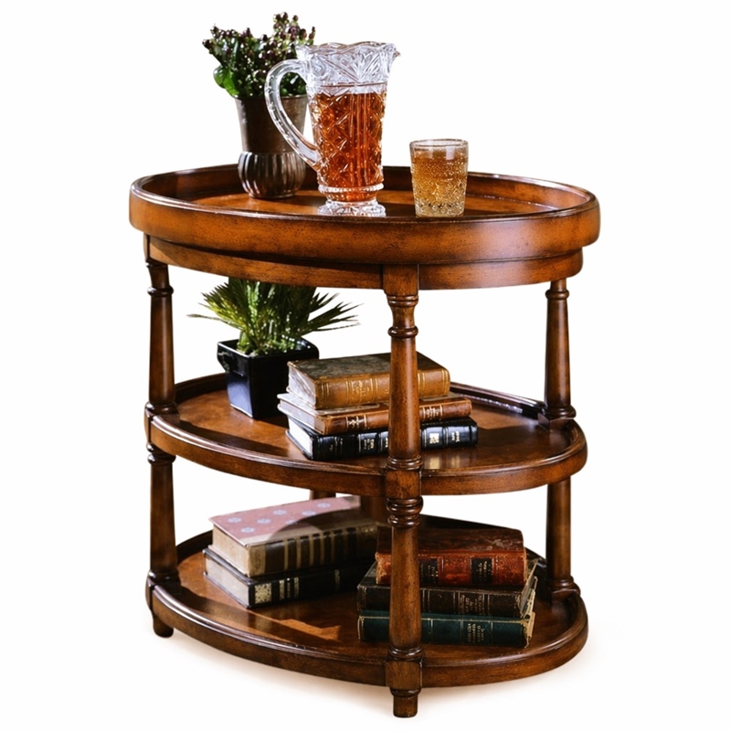Bowery Hill Two Tier Oval Accent Table with Wood Construction