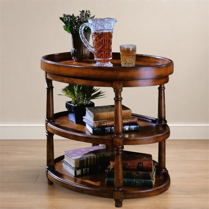 Bowery Hill Two Tier Oval Accent Table with Wood Construction