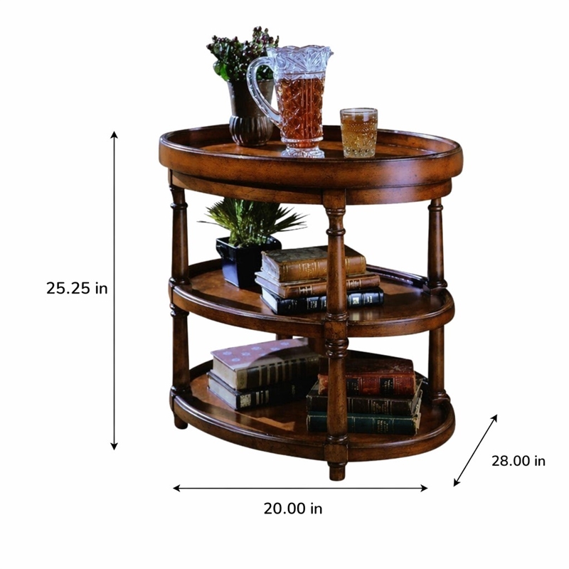 Bowery Hill Two Tier Oval Accent Table with Wood Construction