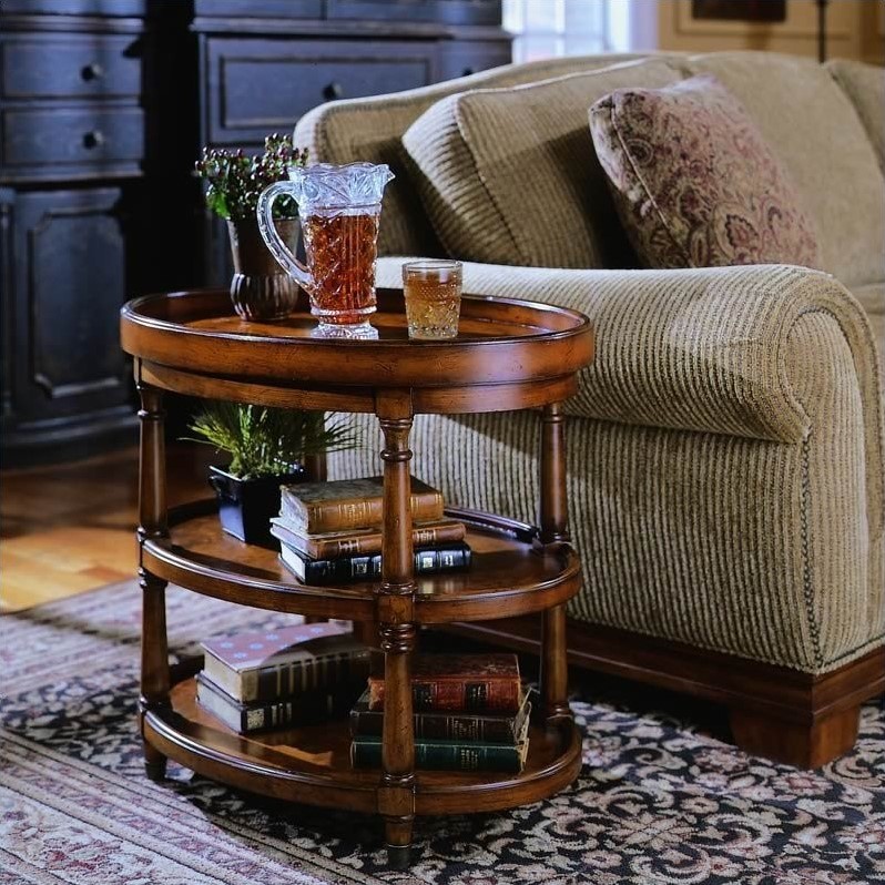 Bowery Hill Two Tier Oval Accent Table with Wood Construction