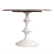 Bowery Hill Round Pedestal Dining Table in Walnut and Distressed White