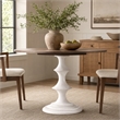 Bowery Hill Round Pedestal Dining Table in Walnut and Distressed White