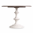Bowery Hill Round Pedestal Dining Table in Walnut and Distressed White