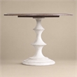 Bowery Hill Round Pedestal Dining Table in Walnut and Distressed White