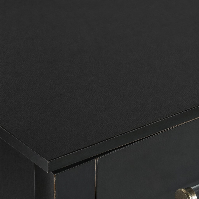 Bowery Hill Rowan Accent Chest with 3 Drawers in Black Finish