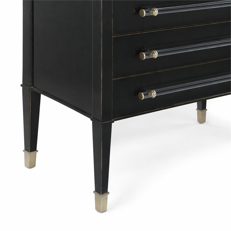 Bowery Hill Rowan Accent Chest with 3 Drawers in Black Finish