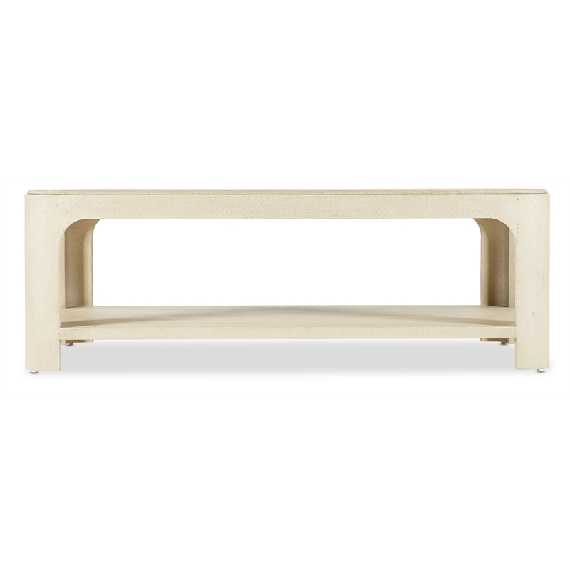 Bowery Hill Raffia Rectangle Cocktail Table with Cream Raffia Wood Finish