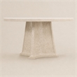 Bowery Hill Round Dining Table with Marble Top and Natural Wood Base