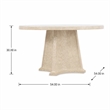 Bowery Hill Round Dining Table with Marble Top and Natural Wood Base