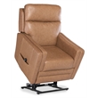 Bowery Hill Power Leather Recliner with Lift and Adjustable Features in Brown