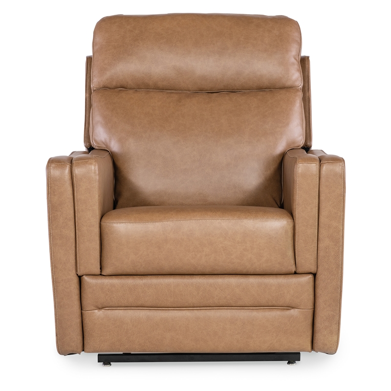 Bowery Hill Power Leather Recliner with Lift and Adjustable Features in Brown