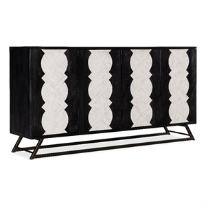 Bowery Hill Moroccan Modern Wood Credenza in Black with Iron Base