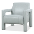 Bowery Hill Accent Chair in Blue Leather with Ladder Stitch Detail