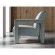 Bowery Hill Accent Chair in Blue Leather with Ladder Stitch Detail