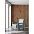 Bowery Hill Accent Chair in Blue Leather with Ladder Stitch Detail