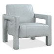 Bowery Hill Accent Chair in Blue Leather with Ladder Stitch Detail