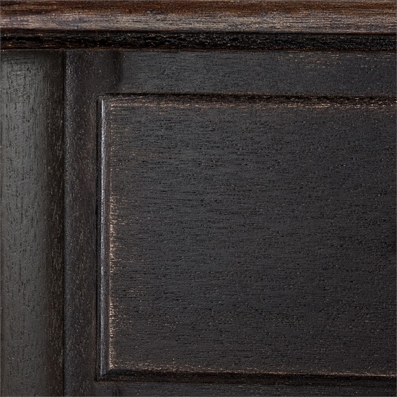 Bowery Hill 6-Drawer Chest in Distressed Black and Brown Finish