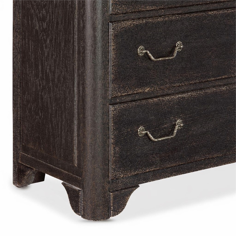 Bowery Hill 6-Drawer Chest in Distressed Black and Brown Finish