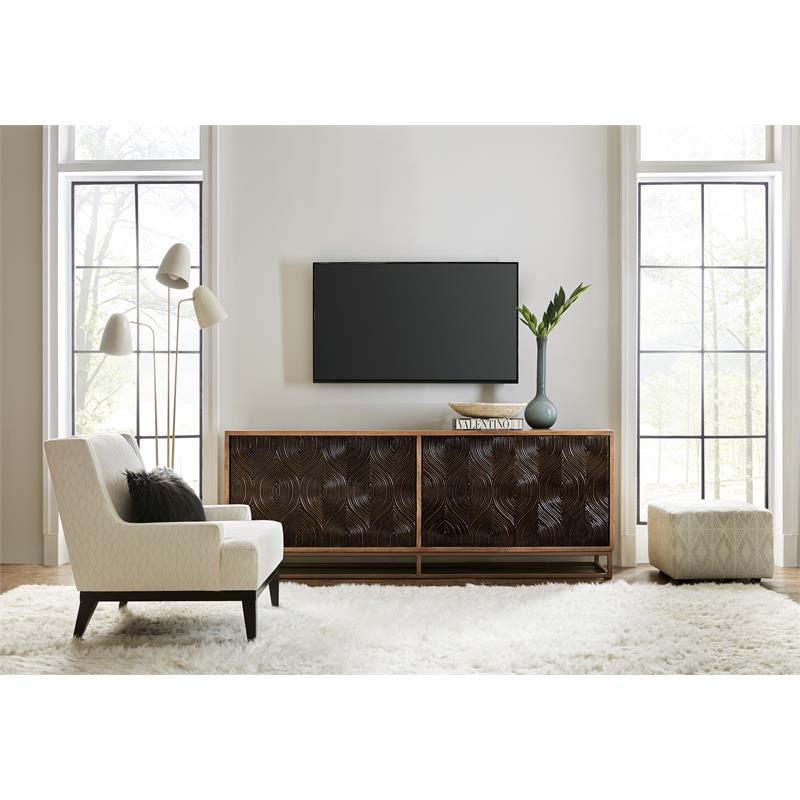 Bowery Hill Swirl Entertainment Console with Ventilated Panel in Medium Natural