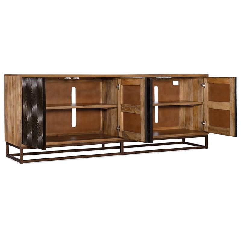 Bowery Hill Swirl Entertainment Console with Ventilated Panel in Medium Natural