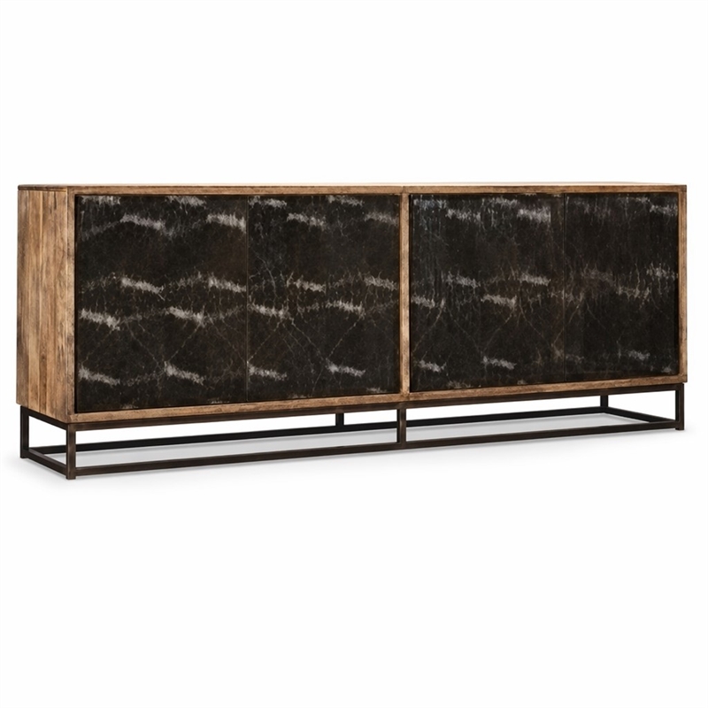 Bowery Hill Swirl Entertainment Console with Ventilated Panel in Medium Natural