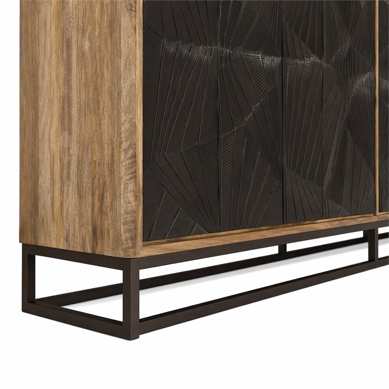 Bowery Hill Swirl Entertainment Console with Ventilated Panel in Medium Natural