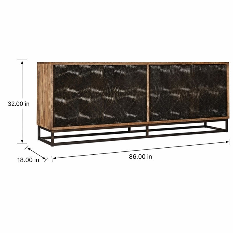Bowery Hill Swirl Entertainment Console with Ventilated Panel in Medium Natural