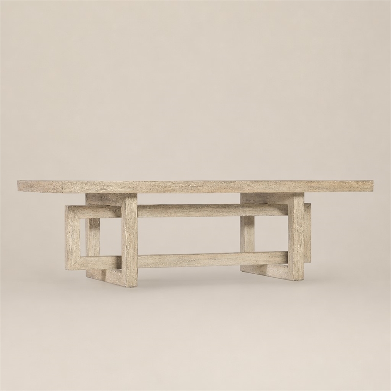 Bowery Hill Natural Wood Rectangle Cocktail Table with Interlocking Base