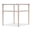Bowery Hill Rectangle End Table with White Stone Top and Tapered Metal Legs