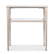 Bowery Hill Rectangle End Table with White Stone Top and Tapered Metal Legs
