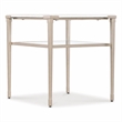 Bowery Hill Rectangle End Table with White Stone Top and Tapered Metal Legs