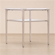 Bowery Hill Rectangle End Table with White Stone Top and Tapered Metal Legs