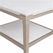 Bowery Hill Rectangle End Table with White Stone Top and Tapered Metal Legs